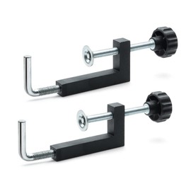 POWERTEC Universal Fence Clamps for Woodworking, Compatible with Table Saw, Miter Saw, Router Table, Drill Press Table, Clamping Square, Woodworking Clamps with 3/8" Rod - 2PCs (71004V)