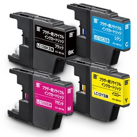 Eco Lica Brother EC-LC124PKA (ECI-BR124P/BOX) Remanufactured Ink 4 Color Pack (ECI-BR124P/BOX) Compatible with Remaining Level Indicator