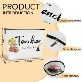 Makeup Bag for Women Teacher Survival Kit, Teacher Appreciation Gifts for Women Teacher Mentor Counselor Thank You Gifts Coworker Gifts Toiletry Cosmetic Bag, Zipper Travel Organizer Pouch -FS297