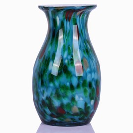 12 inch Hand Blown Glass vase, Green Glass vase, Glass Large vase Flower Decoration, Glass Art vase for Wedding Bathroom Dining Table Shelves Office Living Room Coffee Table Centerpiece vase.