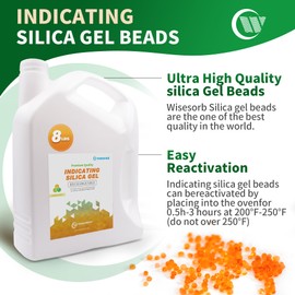 Wisesorb 8 LBS Indicating Silica Gel Beads (Orange to Green), Reusable Dessicant Dehumidifiers Desiccant Moisture Absorber