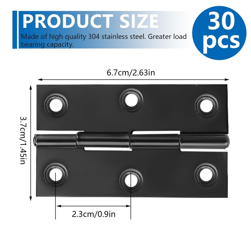Yitexin 30 Pack 2.6'' x 1.4'' Cabinet Door Hinges with