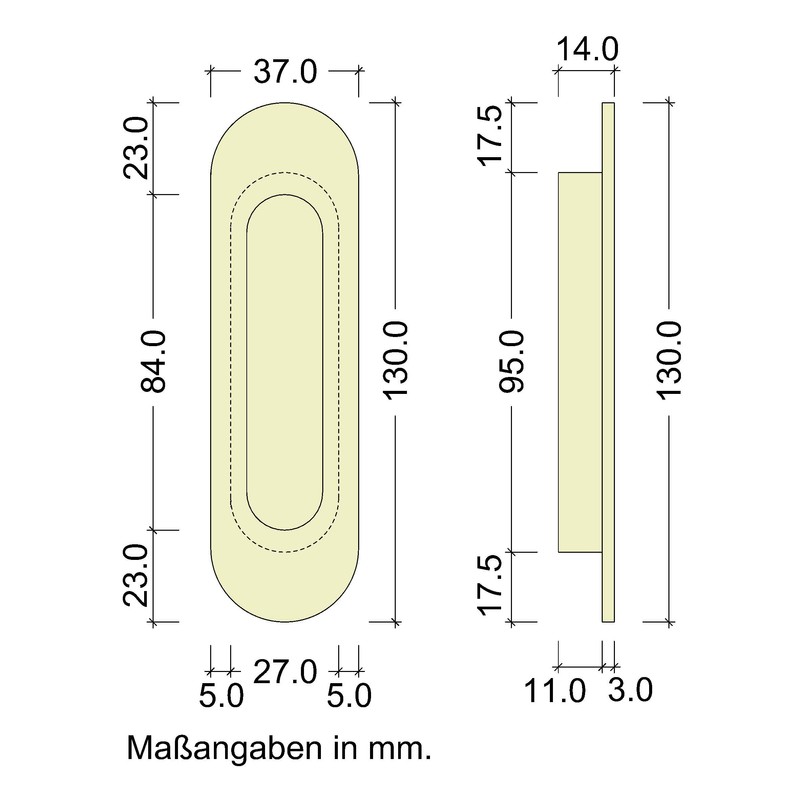 JUVA Shell Handle Sliding Door Round Inlet Handle Oval Sliding