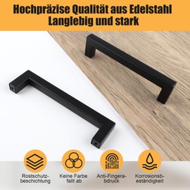 Handles for Kitchen Cabinets, Pack of 8 Cabinet Handles, Black, 128 mm Hole Spacing, Furniture Handles, Kitchen Handles, Kitchen Handles, Black Stainless Steel Drawer Handles, Door Handles, Kitchen