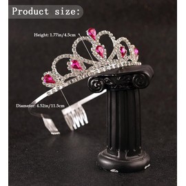 Yheahin Silver Crystal Princess Tiara with Combs Elegant Rhinestone Queen Crown Bride Wedding Prom Birthday Party Headpiece Costume Hair Accessories for Girls Kids Women, Standard size, Alloy, Crystal