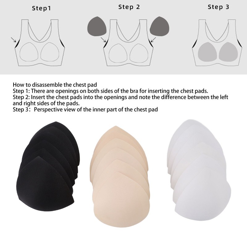 9 Pairs Sports Bra Inserts Triangular Breathable Bra Pads Inserts