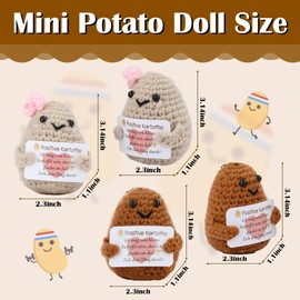 LSKHEGWLU Mini Funny Positive Potato,Knitted Potato Toy with Positive Card,Needle Base,Valentine's Day Gifts,Gifts for Friends Party Valentine's Day Decoration Encouragement(2 Pack)