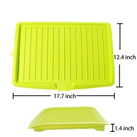 Halyuhn 18 x 13' Kitchen Drain Board with 4 Raised Sections, Large Plastic Draining Tray with Side Drop Slope Diversion, Light Green Side Dish Drying Tray