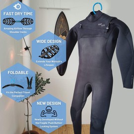 Hang 11 Wetsuit Hanger - Improves Your Wet Suit Longevity, Quick Dryer, Foldable Wetsuit Hangers for Surfers, Ideal for Drysuit Scuba Diving Gear & BCD, Surfing Accessories, Surfing Gifts (Blue)