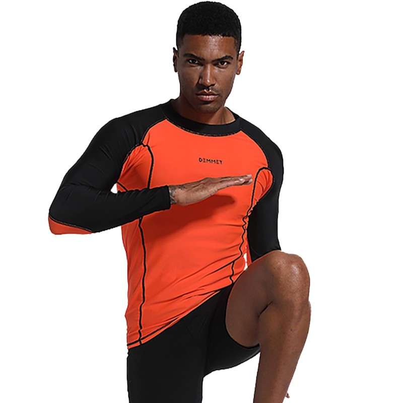 DEMMET Men's surfsuits, Summer Long-Sleeved Swimsuits, Sunscreen UPF 50+ Quick-Drying