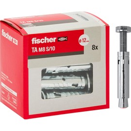 Fischer 71253 Steel Dowels TA M8 with Hexagonal Screw, Dowel Diameter 12 mm, Expansion Screws, Pack of 8