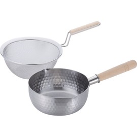 Wahei Freiz SM-9549 Saishokuan Cookware, IH Compatible, Japanese Cuisine, Hot Water Draining, Stainless Steel Snow Flat Pot &