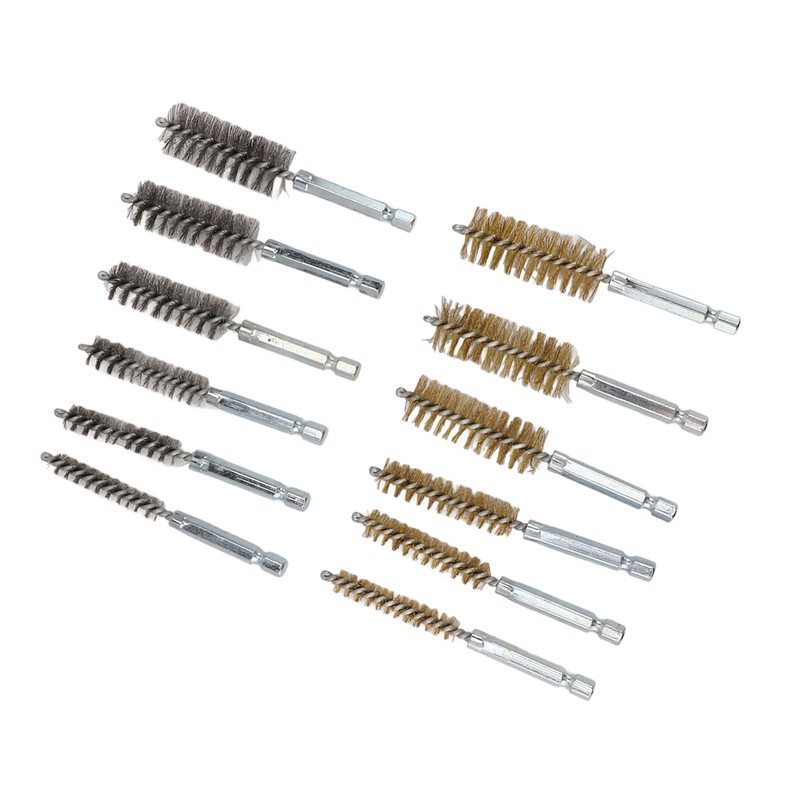 12PCS Bore Brush Copper and Iron 304 Stainless Steel Bristles