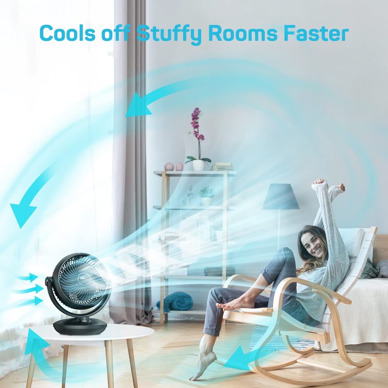 DR.PREPARE Fan for Bedroom, Small Desk Air Circulator Fan, 70°