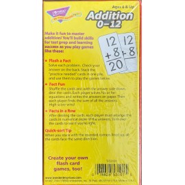 TREND Addition 0-12 Flash Cards, 91 Self-Checking Cards, Age 6+, NEW!