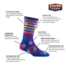 Darn Tough Women's Oslo Nordic Boot Lightweight Snow Sock (Style 8033) - Marine, Large
