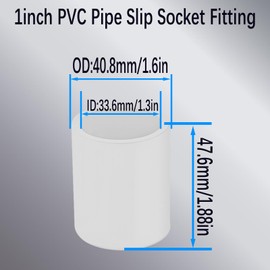 10Pcs White PVC Coupling, 1inch Sch40 PVC Pipe Coupling Adapter Pipe Fittings, PVC Slip Socket Connectors, PVC Straight Pressure Pipe Fittings for Home or Industrial Use, Socket x Socket