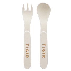 all Kids United® Children's Plastic Tableware Set, 5-Piece Tableware Set with Animal Motifs, Cup, Bowl, Plate, Spoon & Fork for Children (Tiger)