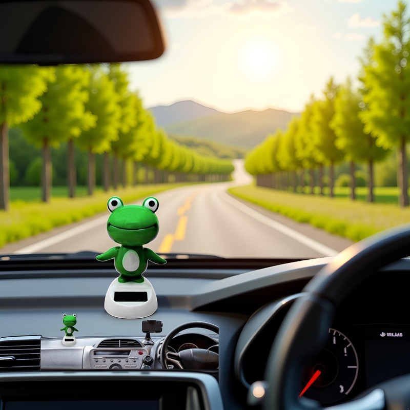 Jizlan Green Solar Bobblehead - Long-Lasting Frog Bobble Dancer Toy,