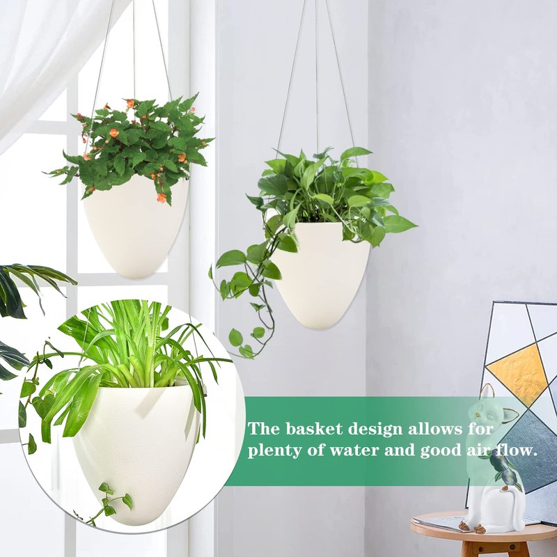 Sungmor 3 Pack Self Watering Hanging Planters, Unique Eggshell Shape
