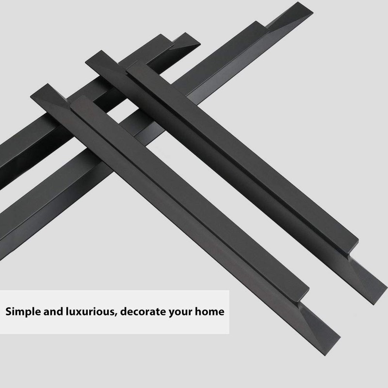 Peaha 10 Pack Kitchen Finger Cabinet Handles Black Edge Pull