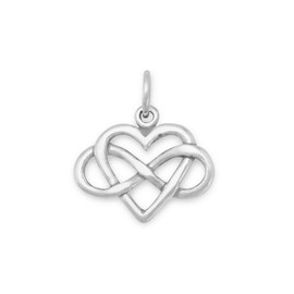 925 Sterling Silver Infinity Symbol Intertwined Love Heart Charm Pendant Necklace 16mm X 18mm - Jewelry Gift for Mom