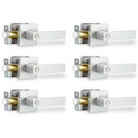 RAZCC Privacy Interior Door Handle, 6 Pack Heavy Duty Door Lever for Bathroom & Bedroom Privacy Door Lock Handle Keyless Door Knobs in Satin Nickel for Right & Left Sided Doors