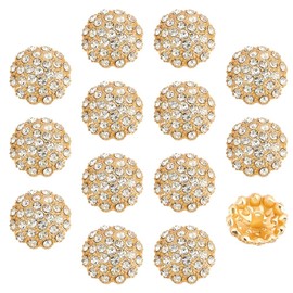 FINGERINSPIRE 14pcs Flower Rhinestone Buttons Sew on Clothing Buttons 1-Hole Alloy Shank Buttons Golden Rhinestone Buttons Crystal Embellishments Button for Handmade DIY Clothing Shoes Hat Decoration