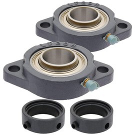 [2-Pack] SALF206-20G - 2-Bolt Flange-Mount Ball Bearing Unit, Insert Bearing SA206-20G, Cast Iron Housing LF206, Bore Shaft 1-1/4 in (31.75 mm), Set Screw Locking, 4.45 in (113.03 mm) Flange Length