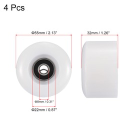 PATIKIL 4 pieces 55 mm longboard wheels with bearings ABEC-9 skateboard wheel road wheels for skateboards cruiser wheels replacement 80A white