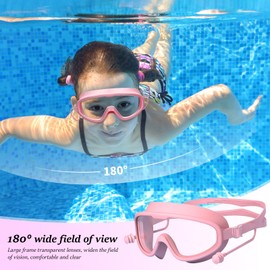 BEAUGIREW Kids Swim Goggles 2 Pack Swimming Goggles for Boys Girls Ages 3-15 180° HD Vision with Anti-Fog and UV Protection