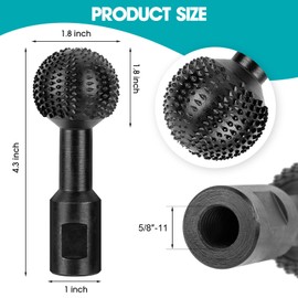 BLEKOO 2Pcs Sphere Rotary Burr with 5/8-11 Threads, Ball Gouge Wood Carving Tools, for 4 1/2 and 5 Inch Angle Grinder