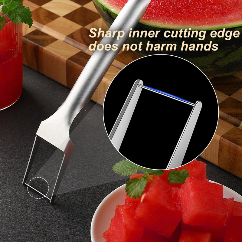 Watermelon Cutter 2-in-1 Stainless Steel Fruit Cutter Watermelon Slicer Kitchen