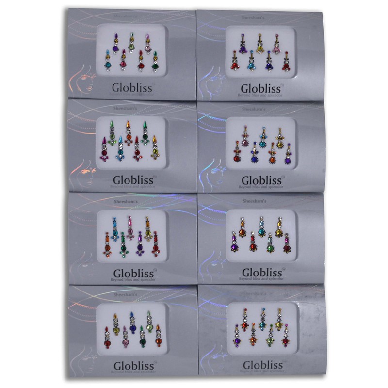 Globliss 6 Packs with 42 Long Indian Bindis face Gems