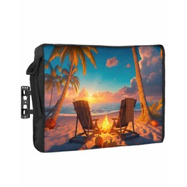 Outdoor TV Cover Fall Sunset Rocking Chair Vacation Beach Waterproof Weatherproof TV Covers for 30 to 32 Inch Outside Flat Screen TV Protector Shield 30"W x 19"H x 4.5"D