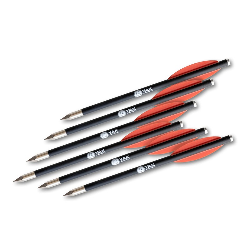 YAK Archery Crossbow Carbon Arrow Bolts with Bodkin Tip –
