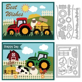 DELORIGIN Farm Tractor Cutting Dies Card Making Die Stencil Farm Animal Metal Card Die Cuts Scrapbooking Embossing Template Dies for Greeting Cards Craft Paper Album Invitation Decor