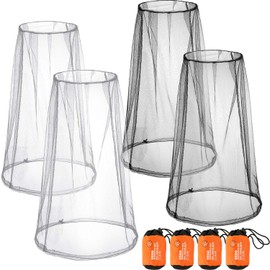 HESTYA 4 Pack Mosquito Net Face Mesh Net Protecting Head for Outdoor Hiking Camping Climbing Mosquito Fly Insects Preventing (Black, Gray,Big Size)