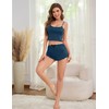 QLVKYW Women's 3Pcs Pajamas Set Cotton Sexy Cami Shorts Wavy