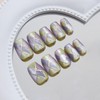 24Pcs Short Square Press on Nails Coffin Fake Nails Glossy