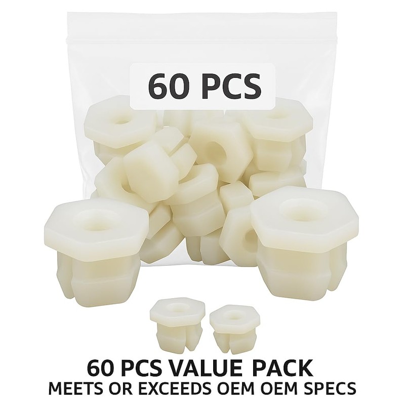 347347 60PCS Retainer Nut Fasteners, Headlamp Grille Clips