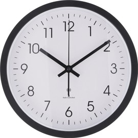 Fuji Boeki 70475 Wall-Mounted Radio Clock Quiet, Analog, Diameter 9.8 inches (25 cm), Black