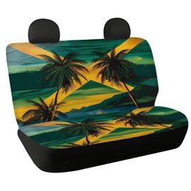 Binienty Jamaican Flag Rear Bench Car Seat Cover Palm Tree Print Car Seat Covers Stylish Car Accessories for Men Women Waterproof Interior for Car Trucks SUV