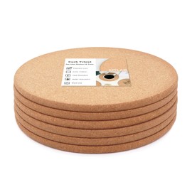 KITLAB Cork Trivet, 6 Pcs High Density Thick Cork Trivets for Hot Dishes, 10 Inch Heat Resistant Multifunctional Cork Coaster, Cork Hot Pads for Table & Countertop