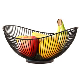 bremermann Fruit Bowl, Fruit Basket, Wire Basket, Oval Diameter Approx. 29 x 13.5 x 25.5 cm (Matte Black)