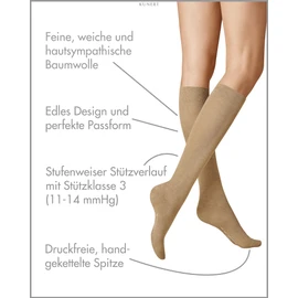 KUNERT Fly&Care® Women's Knee Socks Support Class III Effective Support 30 Denier, Beige-mel. 8320