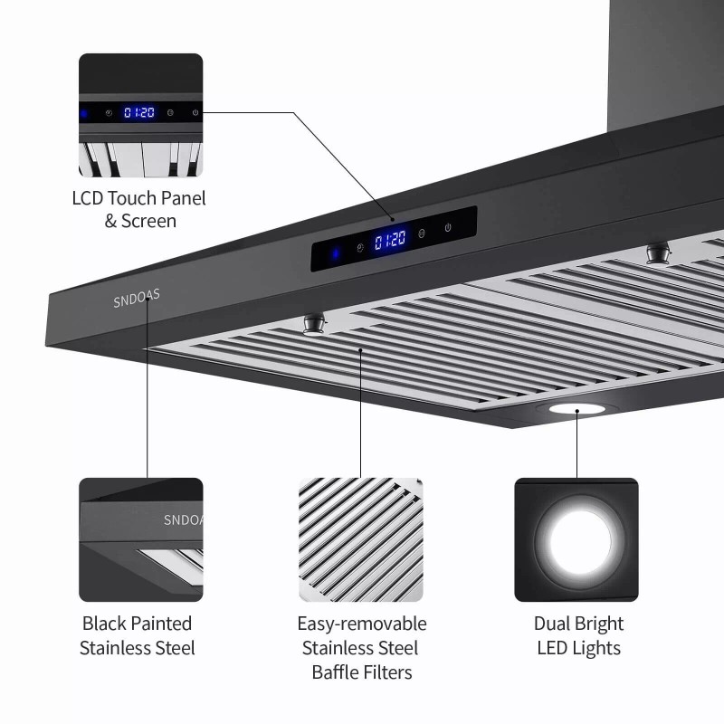 SNDOAS 30 in Wall Mount Range Hood Kitchen Stainless Steel