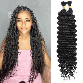AIVICO Extensiones De Cabello Humano A Granel De Onda Profunda, 100% Sin Procesar, Virgen Brasileña, Paquetes De Extensiones De Cabello Humano Para Trenzado De Cabello Húmedo Y Ondulado, Micro Cabello