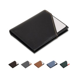 ROIK Men's Genuine Leather Wallet - Men's Wallet with RFID Protection - Card Holder for up to 10 Cards - Men's Wallet Small & Compact - City, black, Minimalist