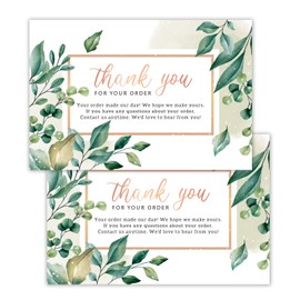 50 PCS Thank You for Your Order Cards - Customer Thank You Cards-Green Leaves Postcards Purchase Inserts to Support Small Business, Package Insert 4X6 Inches.